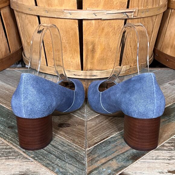 Aerosoles Silver Star Blue Suede Stacked Block Heel Slip-On Pumps Heels Womens 6 - Picture 8 of 11